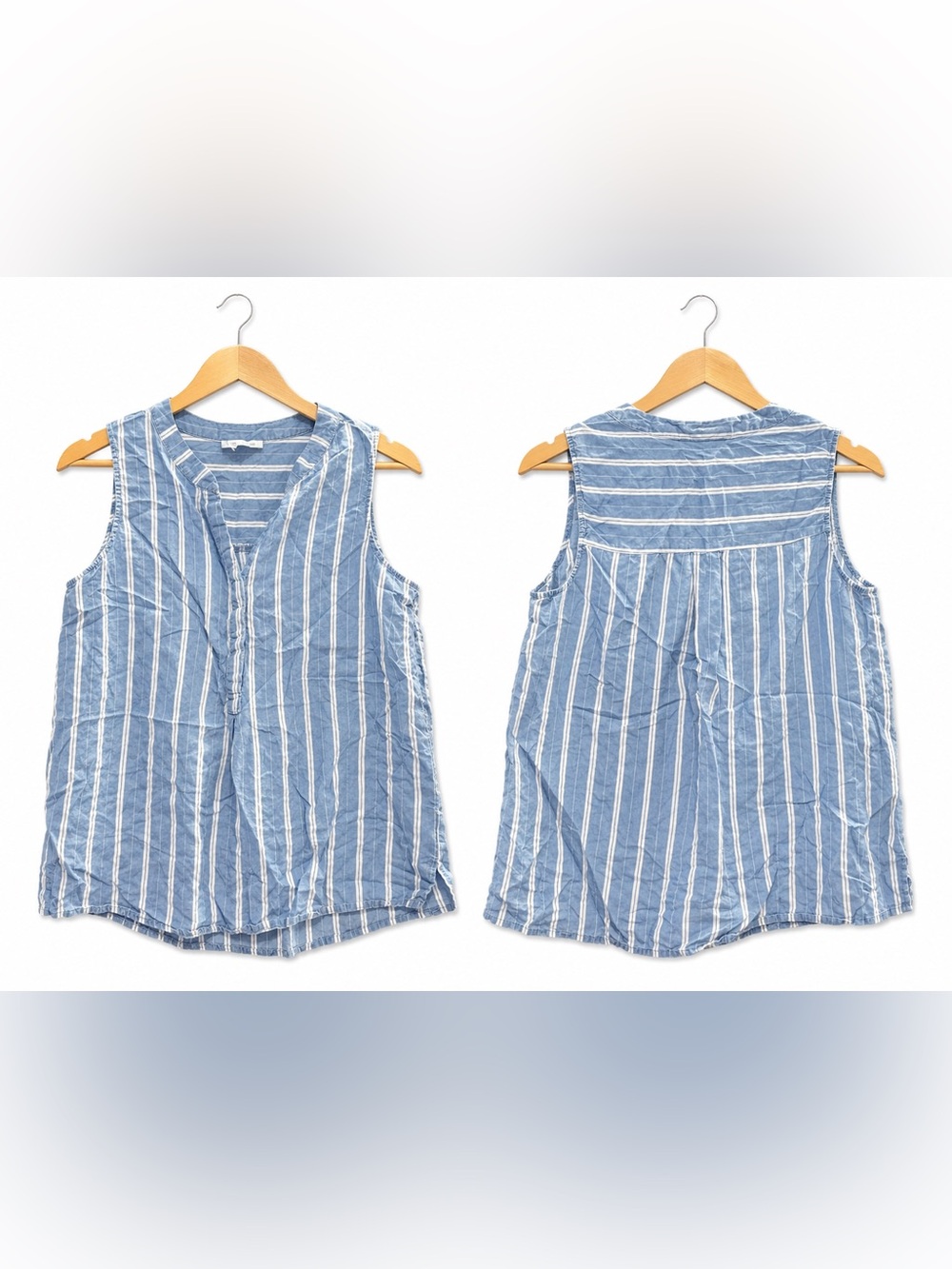 Women’s John Paul Richard Blue White Striped Sleeveless Blouse Size Medium